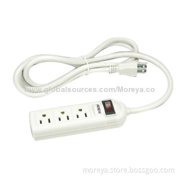 US Standard Power Strip with 3 Outlet, Extension Cord, Overload Protection
